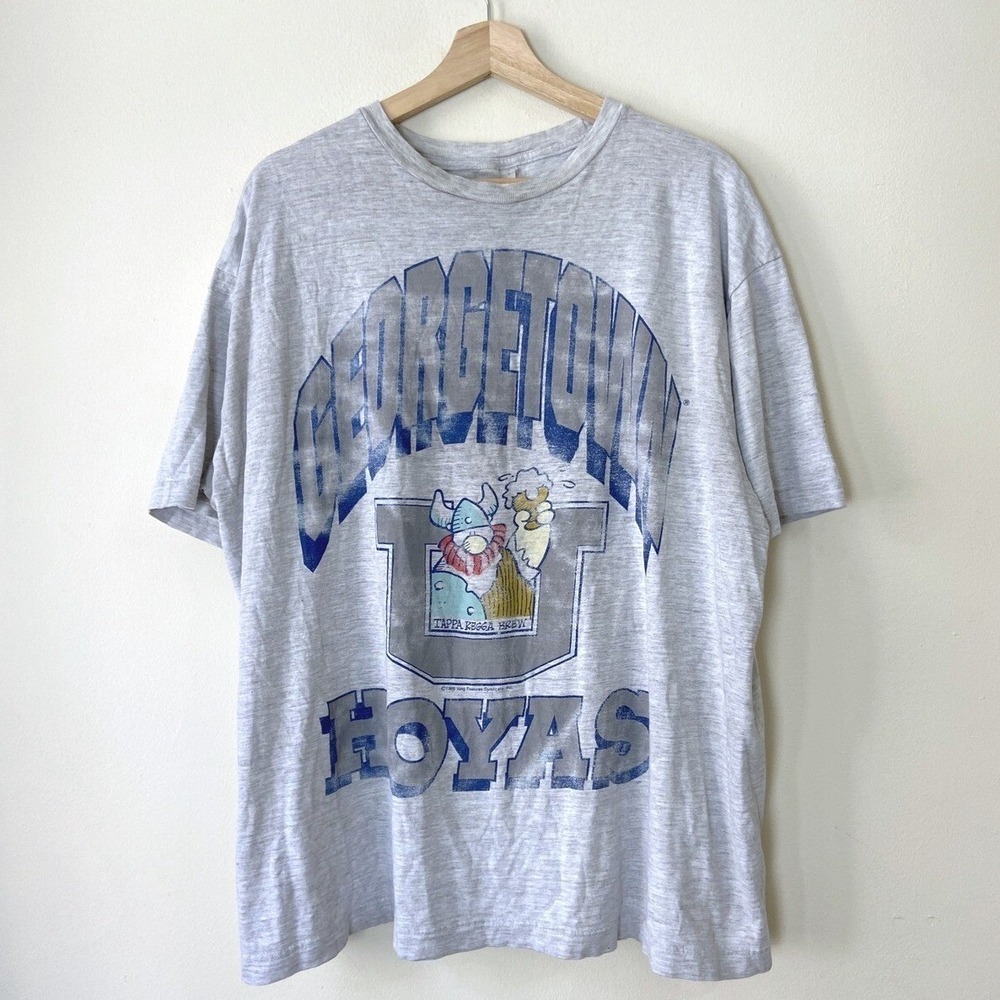 Vintage 80's Georgetown Hoyas NCAA Single Stitch Grey Tee Shirt - XL